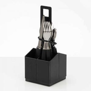 Cutlery Set With Holder - Grey