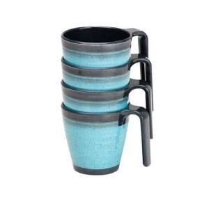 FlamefieldGranite Stacking Mug Set - Aqua