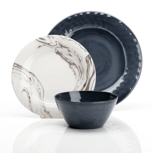 FlamefieldGrey Marble 12 piece Melamine Set