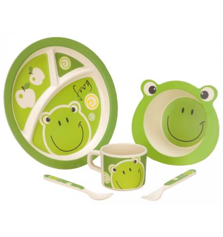 弗吉尼亚州ngo Bamboo Kids Tableware Set - Frog